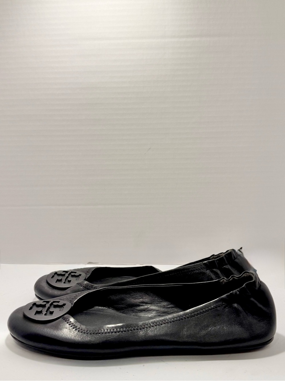 Tory Burch Black Leather Logo Ballet Flats Women’s Size 12M - Picture 4 of 6